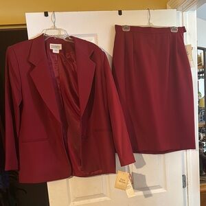 Elegant Burgundy Blazer and Skirt Set